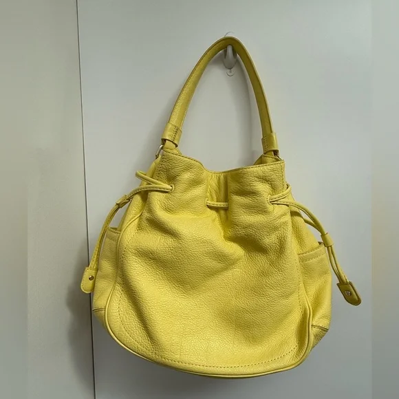 Cole Haan Yellow Leather Hobo Bucket Style Bag Great Condition - Picture 4 of 12